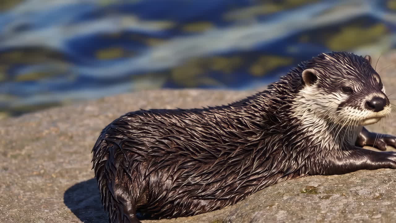 Otter resting on a rock