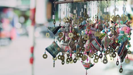 handheld view of handmade vietnamese decorations at the market