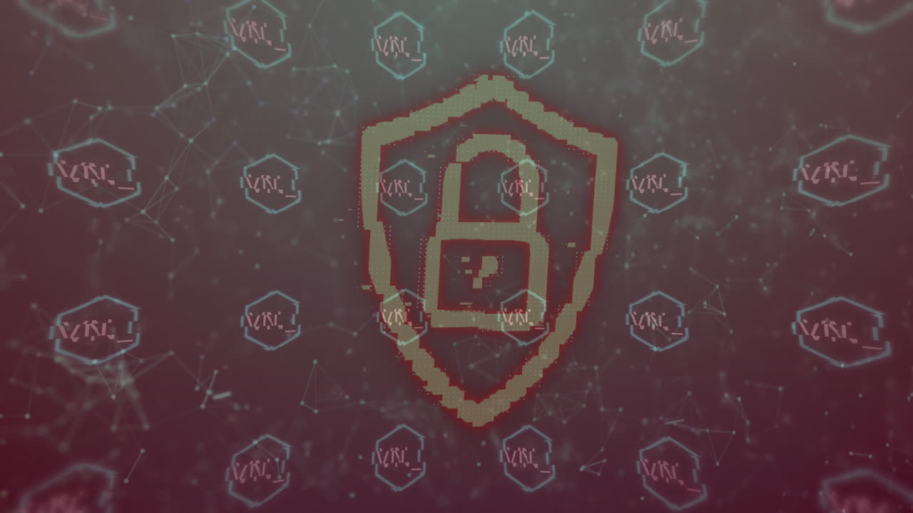 animación de texto nft sobre procesamiento de datos y icono de candado en fondo negro