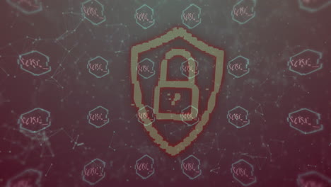 animación de texto nft sobre procesamiento de datos y icono de candado en fondo negro