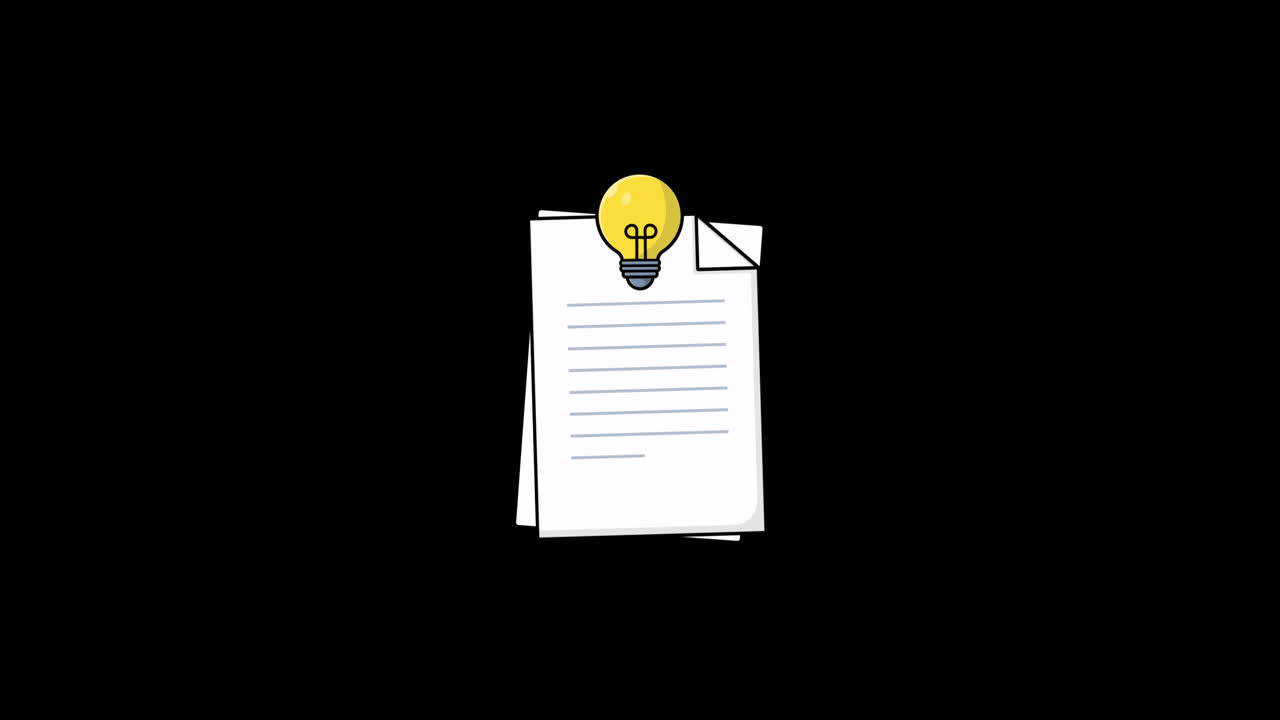 Animated Lightbulb Blinking on Stack of Papers