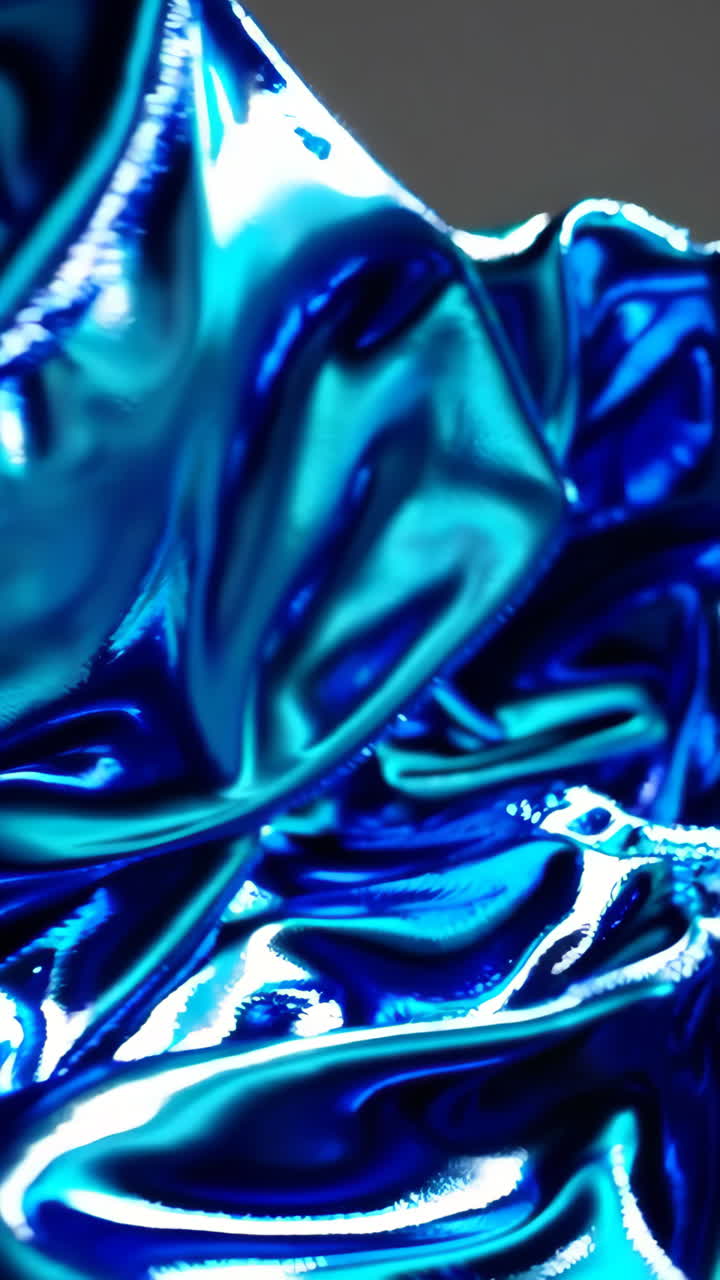 Primo piano di tessuto metallico blu drappeggiato