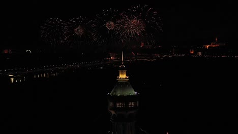 big fireworks in budapest on the 20th of august hungarian national holiday