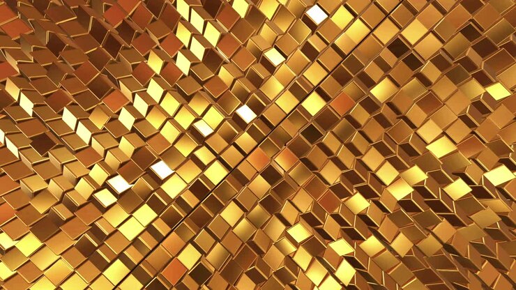 Abstract Gold Geometric Cubes Pattern