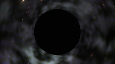 slow zoom into supermassive black hole in grey nebula