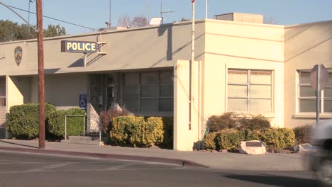 an establishing shot of a police station in an american town 2