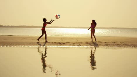 happy african american asian chinese girls at sunrise