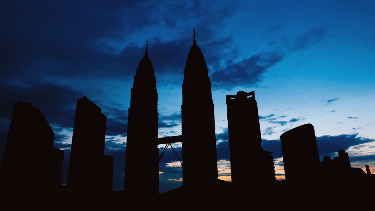Silhouette dello skyline di Kuala Lumpur al crepuscolo