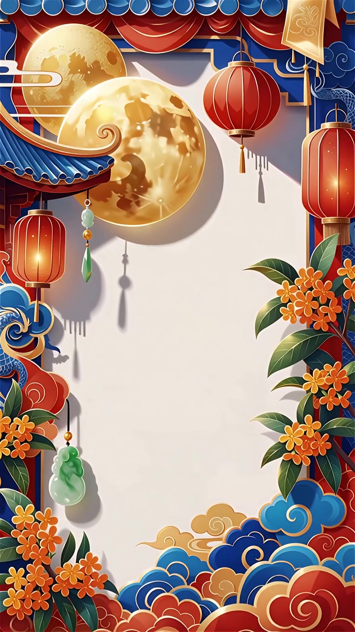 Festa di Metà Autunno: Lanterne della Luna Piena e Torte della Luna Tradizionali 4K