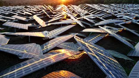 solar farm at sunset