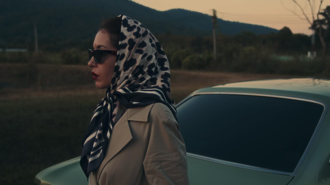 Vintage Woman by Retro Car