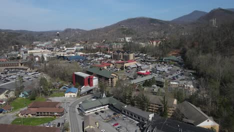 aerial view of gatlinburg, tennessee during a sunny spring day