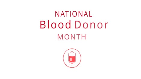 Animation-of-national-blood-donor-month-over-medical-icon-on-white-background