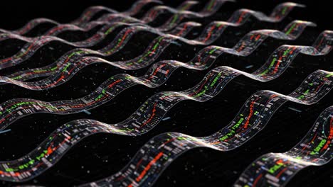 dynamic visualization of data waves: an intricate display of graphical information flowing through a digital landscape