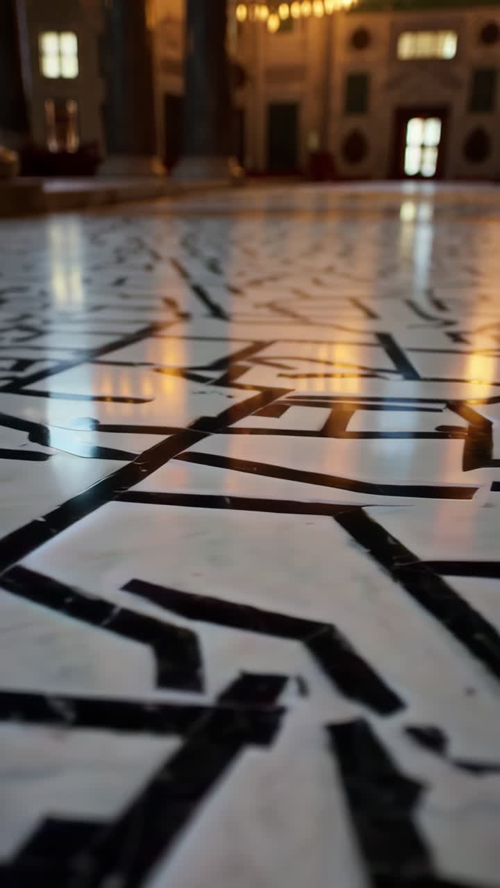 Intricate Marble Floor Pattern in a Mosque