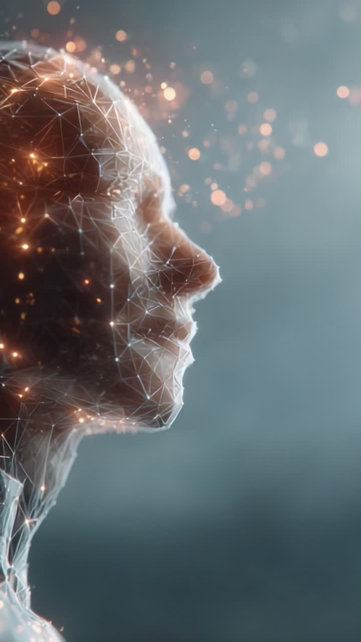 Una visualización impresionante de la consciencia humana: explorando la intersección de la tecnología y la emoción a través de la fascinante representación geométrica de un rostro humano