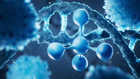 molecule with biological dna background, 3d rendering.