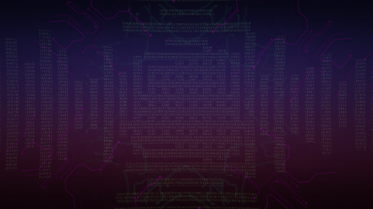 animación cyberpunk con matriz de computadora y cuadrícula 2