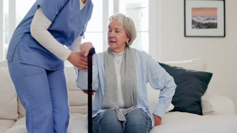 Senior,-woman-and-nurse-with-walking-stick