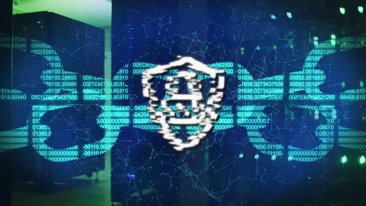 Animation of padlock over server room