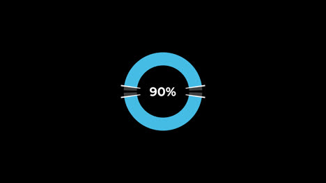 Gráfico-Circular-De-0-A-90%-De-Porcentaje-De-Infografías-Cargando-Anillo-Circular-O-Transferencia,-Descarga-De-Animación-Con-Canal-Alfa.