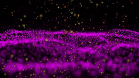 Animation-of-yellow-and-purple-light-spots-on-black-background