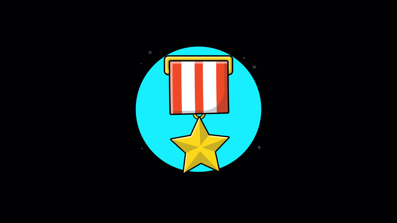 Animated Gold Star Medal with Striped Ribbon