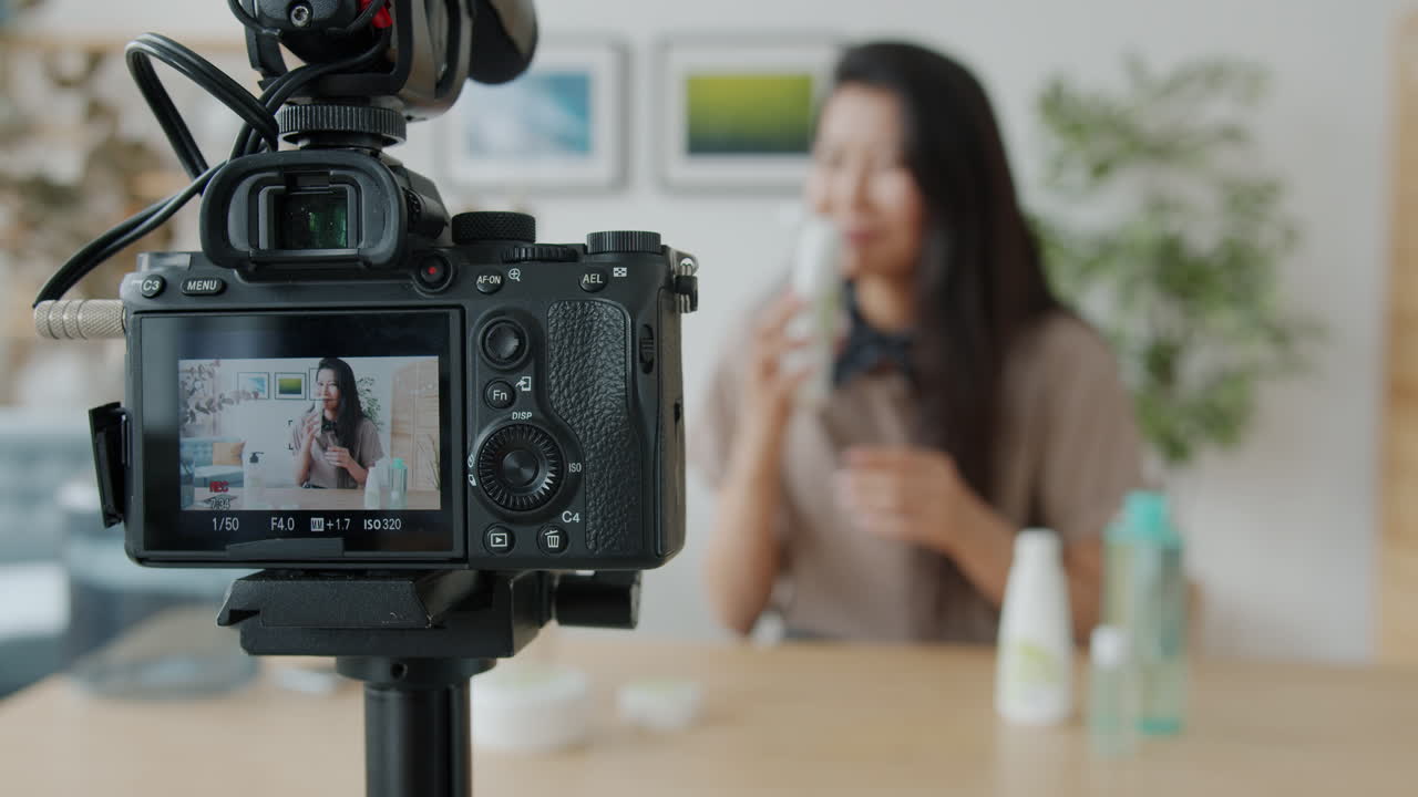 Beauty Vlogger Presenting Skin Care Products