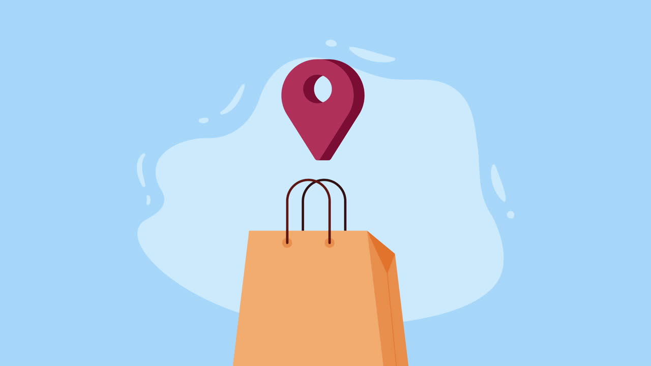 bolsa de compras con alfiler de ubicación