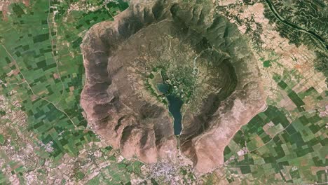 3d animated satelite map of a meteor impact site at ramgarh crater in rajasthan india