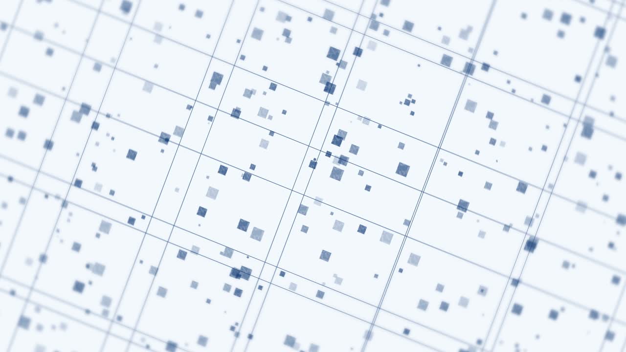 Bright technology of blue neon lines. Business concept. 3D rendering of rotating squares crossing on white background. Loop animation.