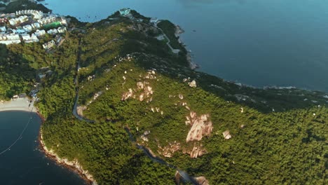 beautiful drone view of stanley mountain in hong kong, china