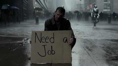 jobless in a futuristic city