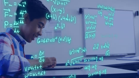 animation of scientific data processing over biracial male student