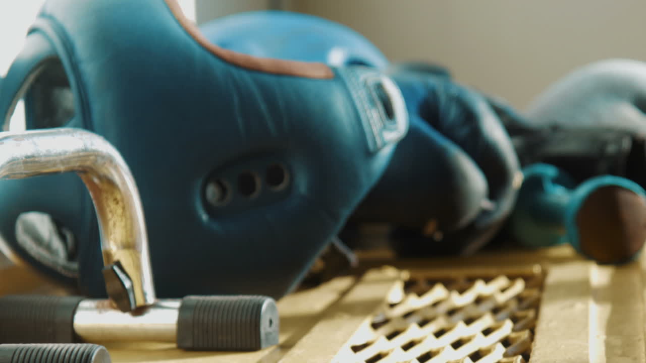 Equipment For Boxing, a Helmet, Dumbbells, Gloves