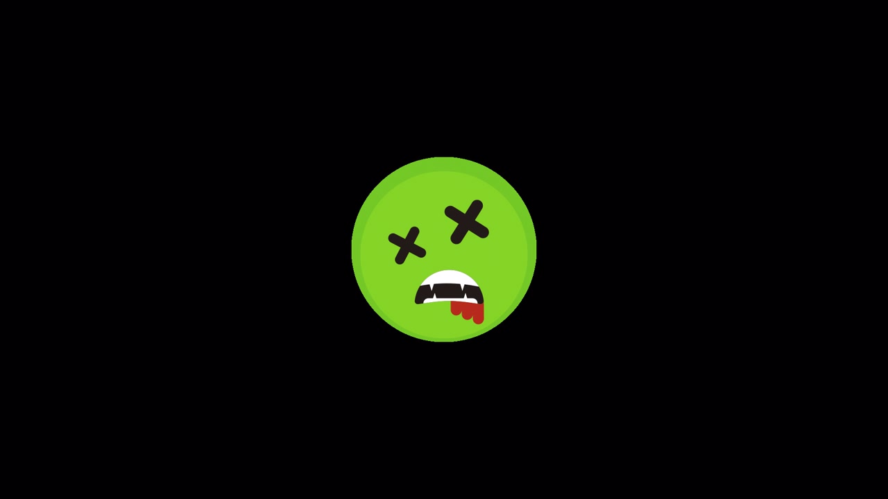 Animated Green Zombie Emoji with Blood Dripping