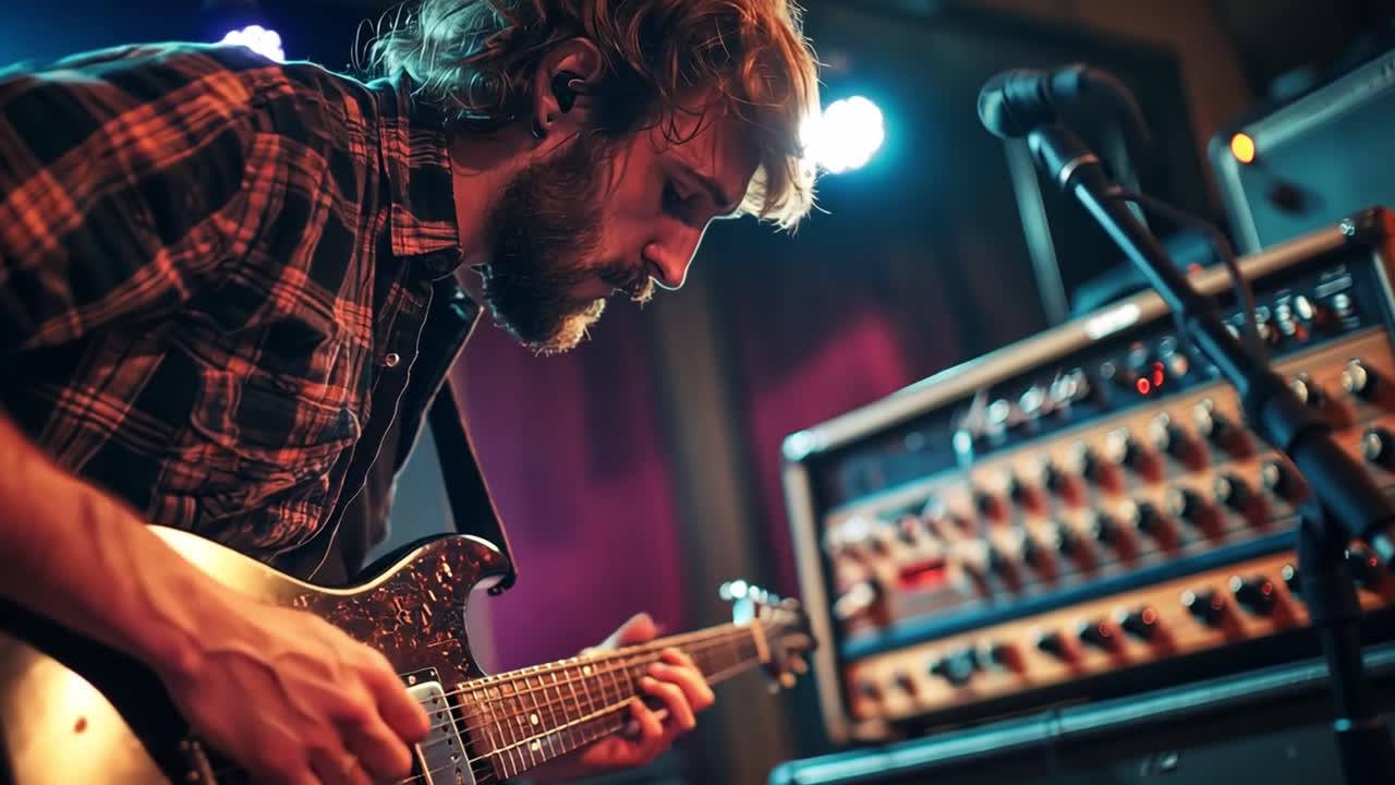 guitarrista actuando en vivo en el escenario
