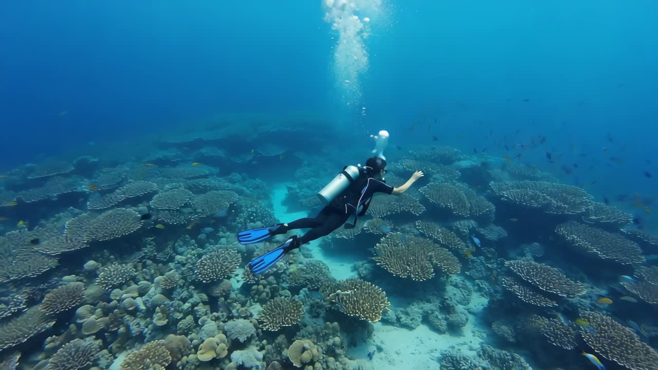 Scuba Diving in a Vibrant Coral Reef
