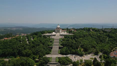 aerial panoramic: serene sameiro sanctuary in verdant braga hills