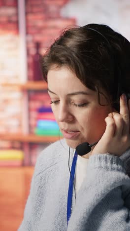 Vertical video Call center agent helping customers regain access to accounts