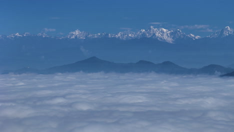 heavenly mountain range drone shot from clouds above the dhulikhel nepal 4k