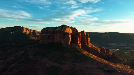 sedona red rocks at sunset - aerial drone shot