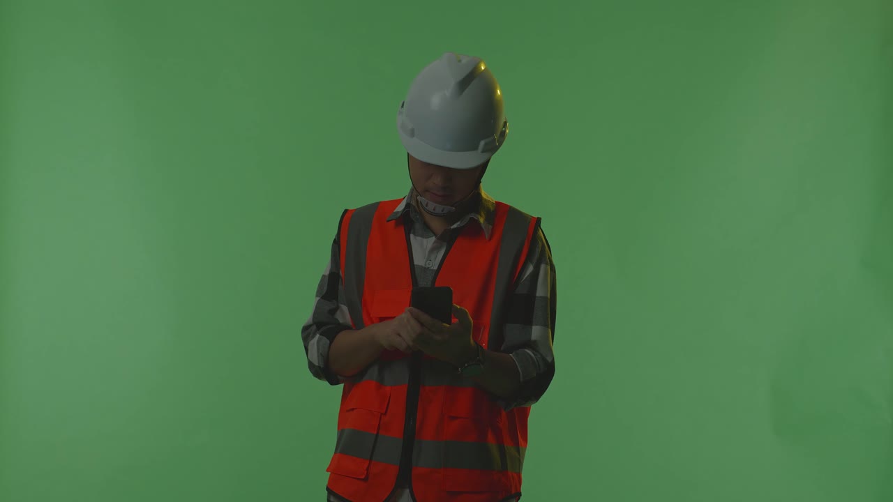 Construction Worker Using Smartphone
