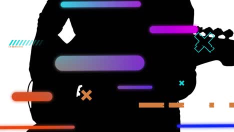 animación de formas coloridas sobre la silueta de un hombre tocando la guitarra