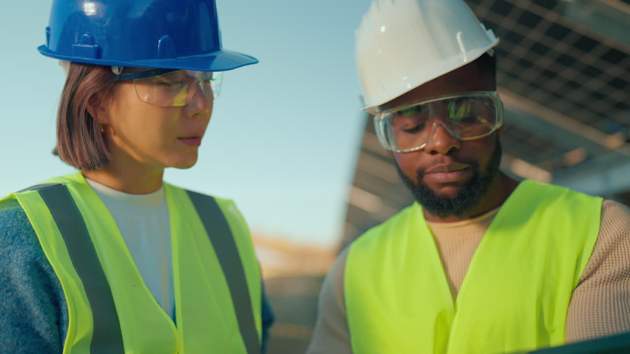 Engineers Inspecting Solar Panels