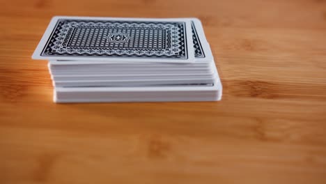 close interior static shot of a deck of cards on a spinner