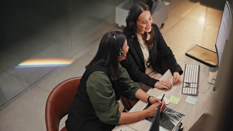 business women working in a call center