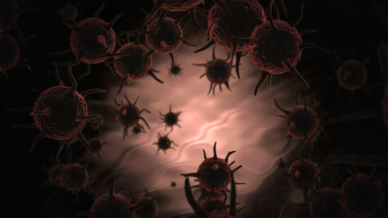 células microscópicas del virus