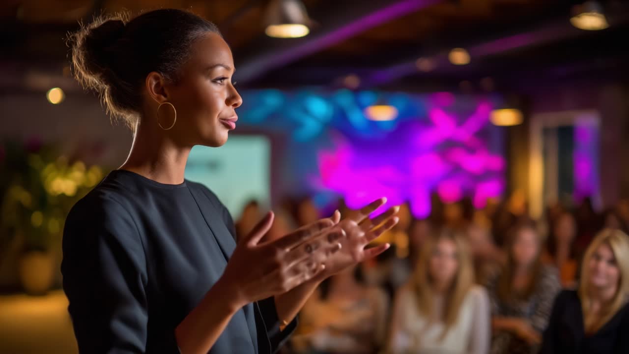 Woman Giving a Presentation to an Audience