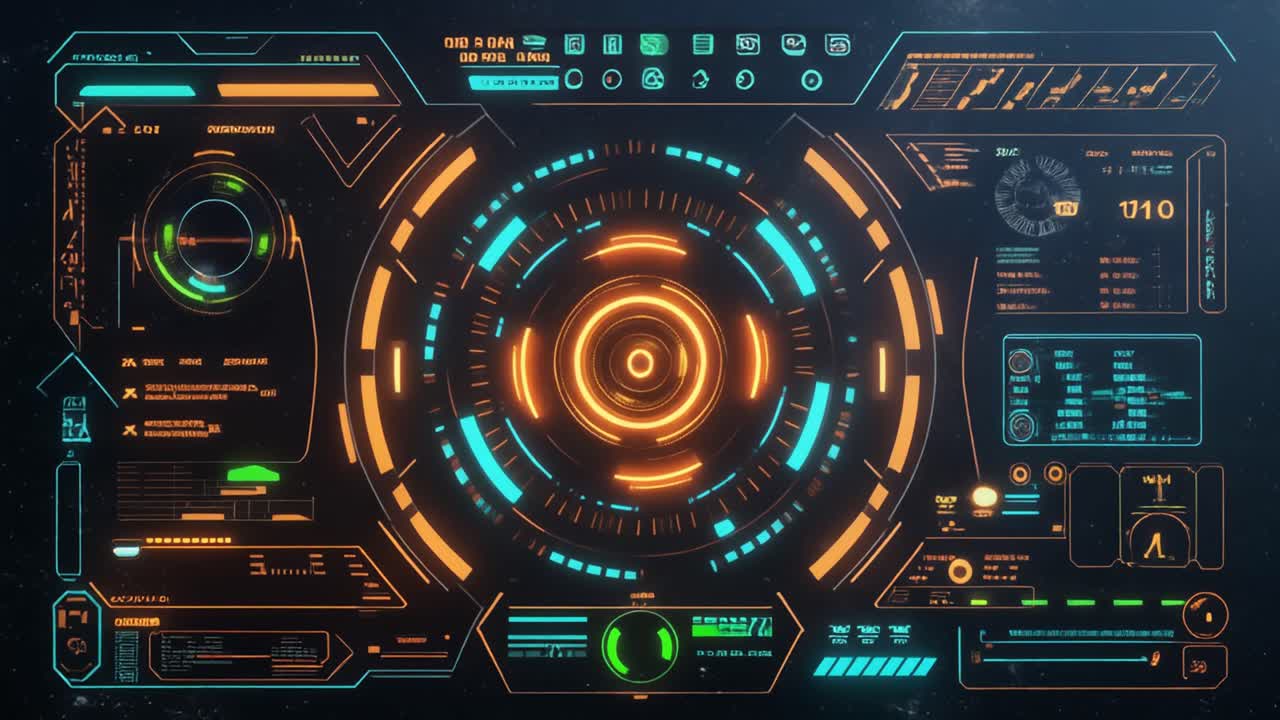 Futuristic Sci-Fi Head-Up Display with Digital Data Interface